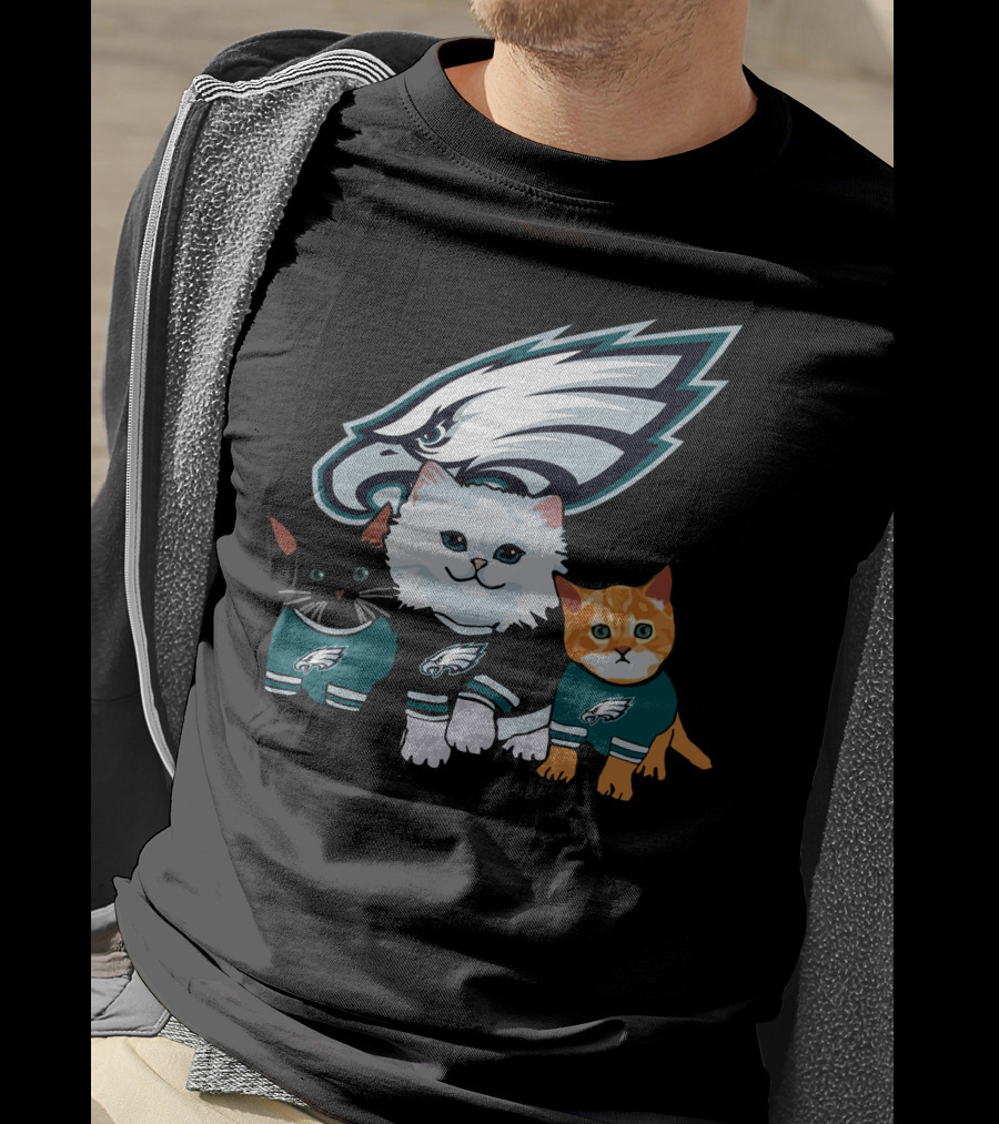 Philadelphia Eagles Cats With Team T-Shirt