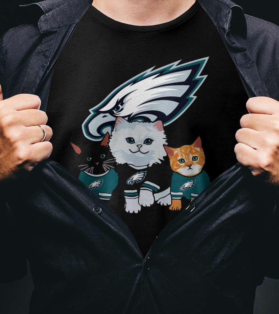 Philadelphia Eagles Cats With Team T-Shirt