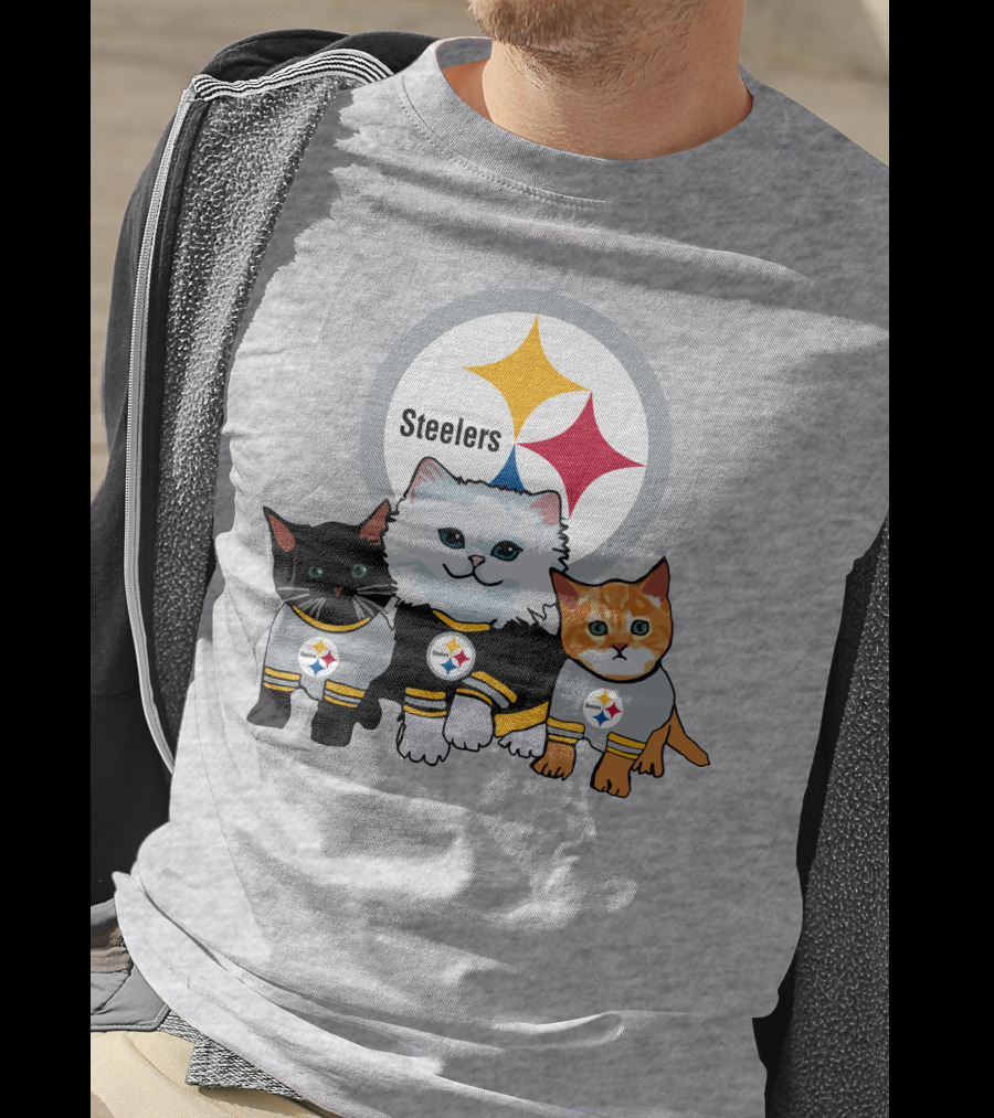 Pittsburgh Steelers Cats Trio With Team T-Shirt