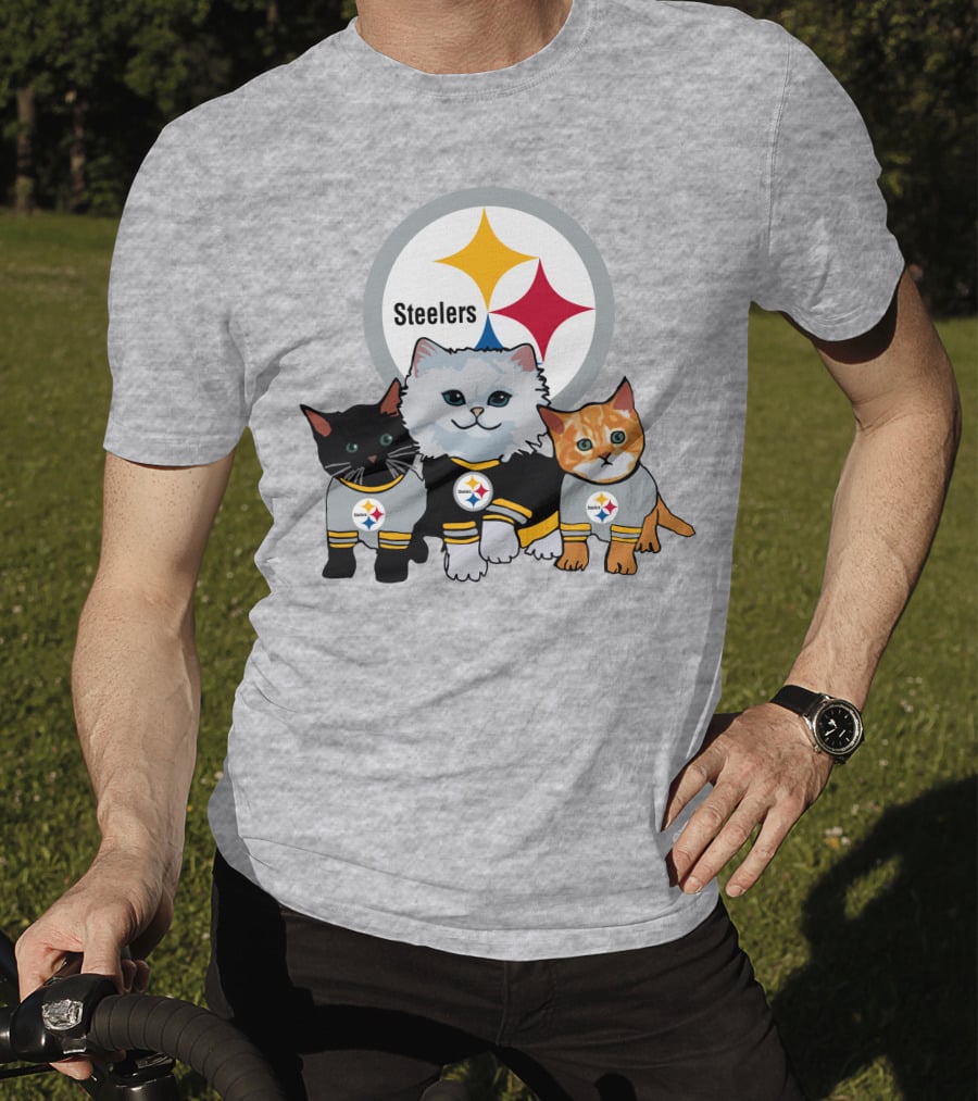 Pittsburgh Steelers Cats Trio With Team T-Shirt