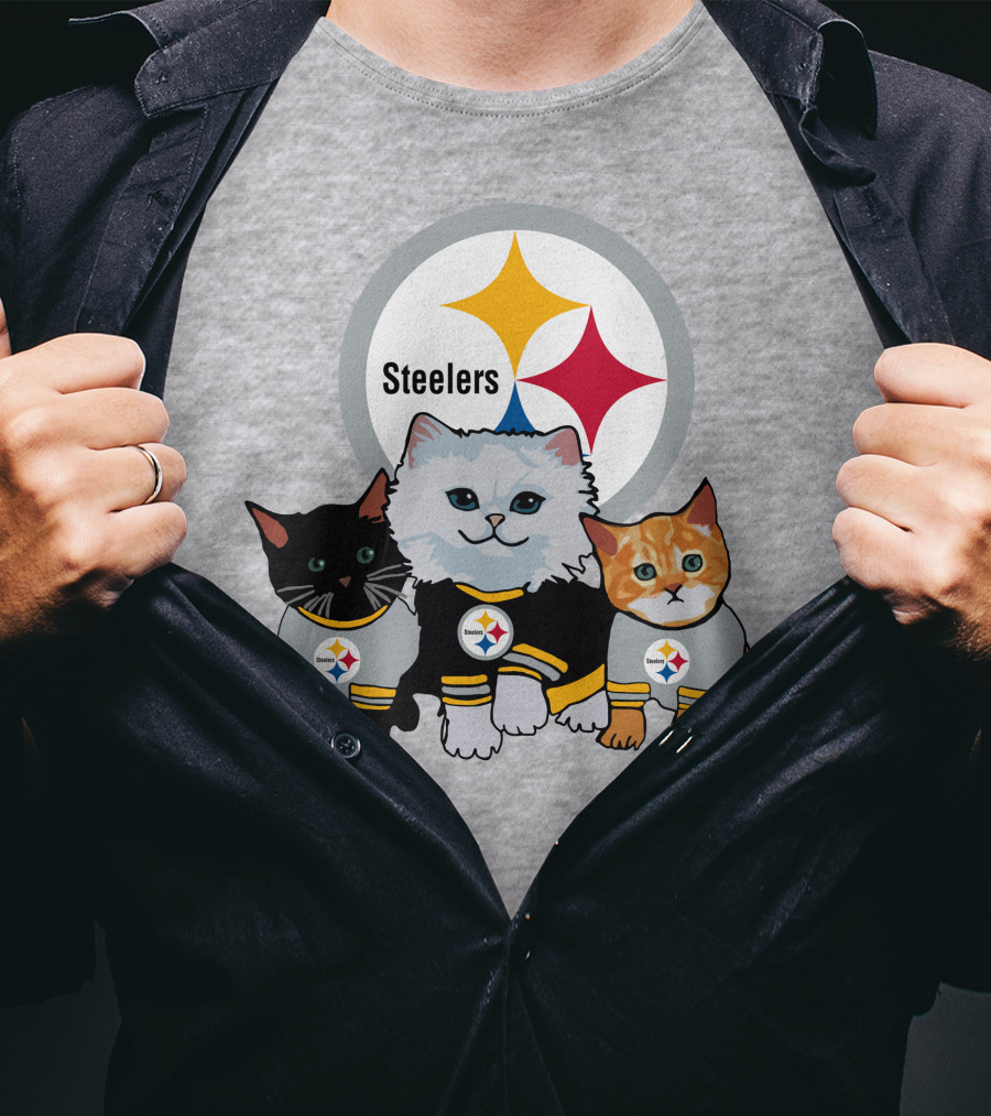 Pittsburgh Steelers Cats Trio With Team T-Shirt