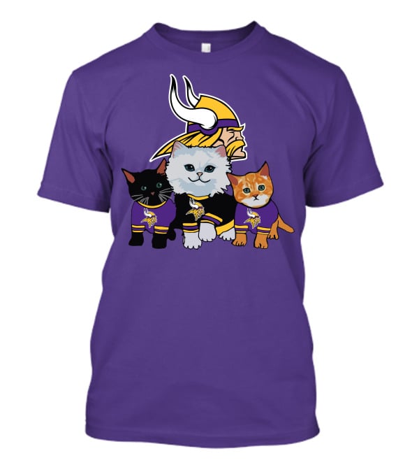 Minnesota Vikings Cats Wearing Team Jerseys With Viking Head T-Shirt