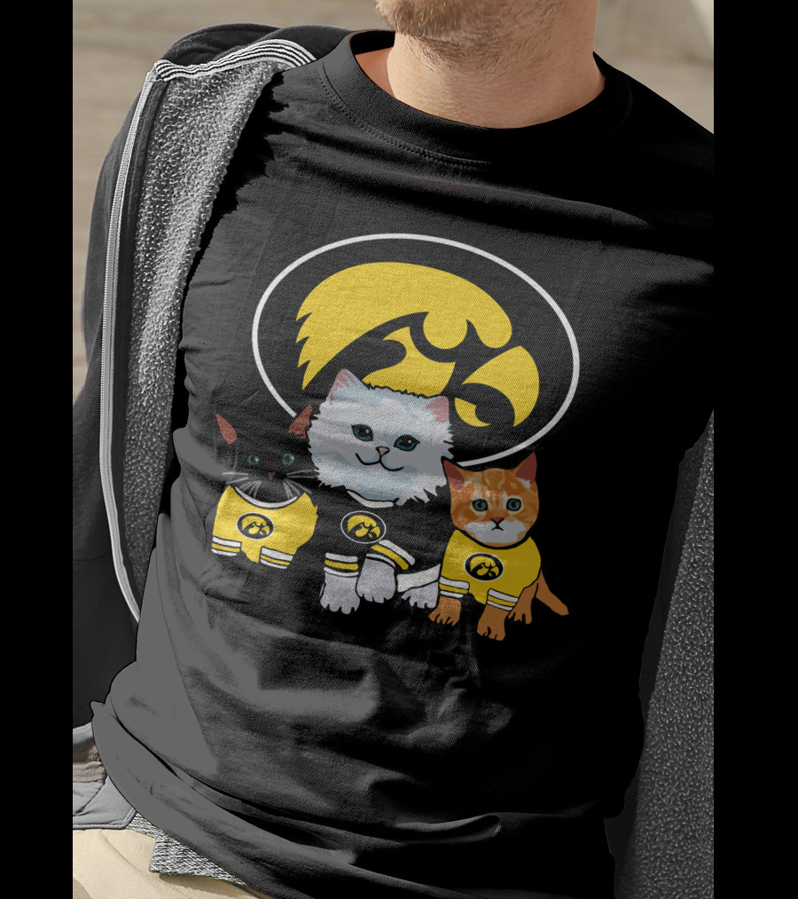 Iowa Hawkeyes Cute Cats Trio With Team T-Shirt