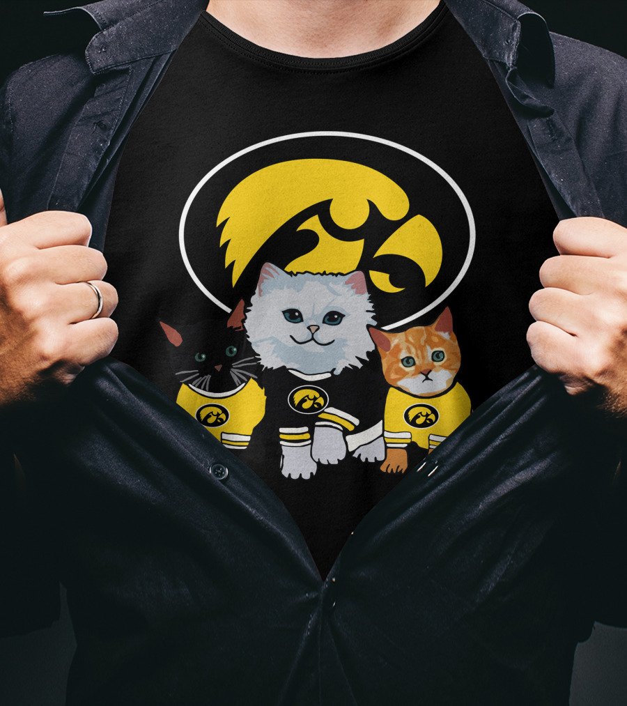 Iowa Hawkeyes Cute Cats Trio With Team T-Shirt