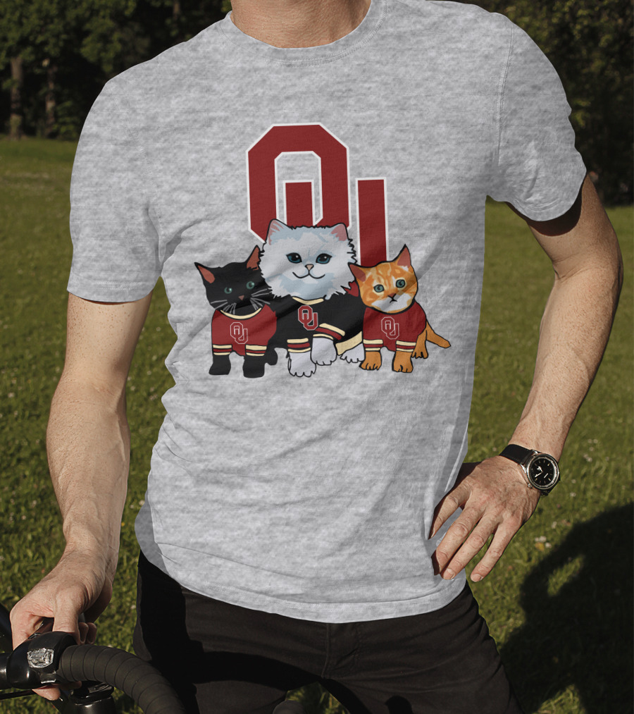 Oklahoma Sooners Cats In Team Jerseys With OU T-Shirt