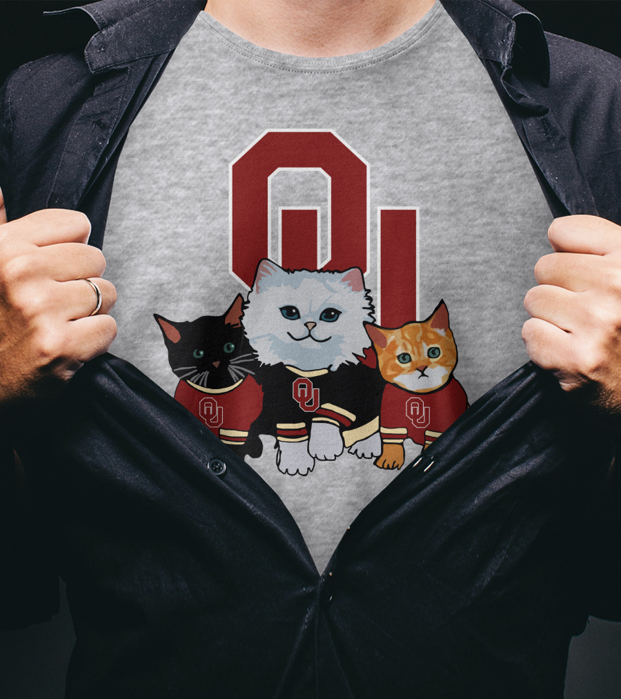 Oklahoma Sooners Cats In Team Jerseys With OU T-Shirt