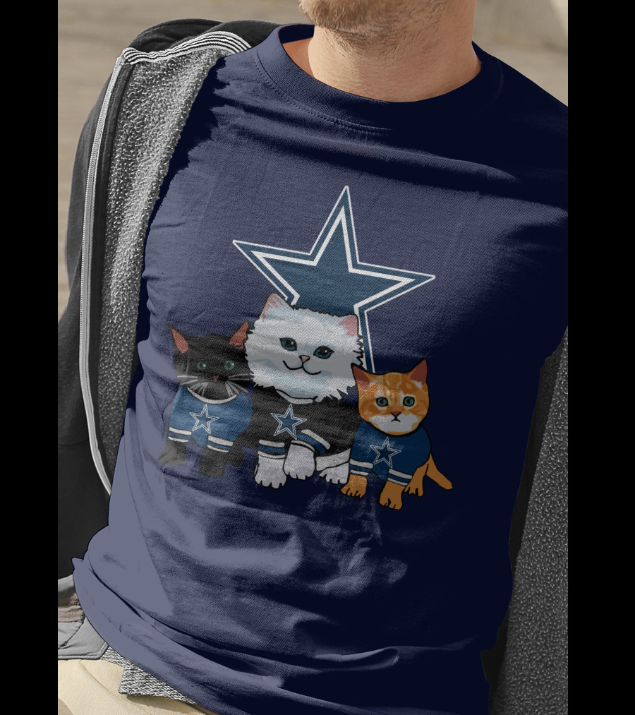 Dallas Cowboys Cute Cats With Star Logo Trio T-Shirt