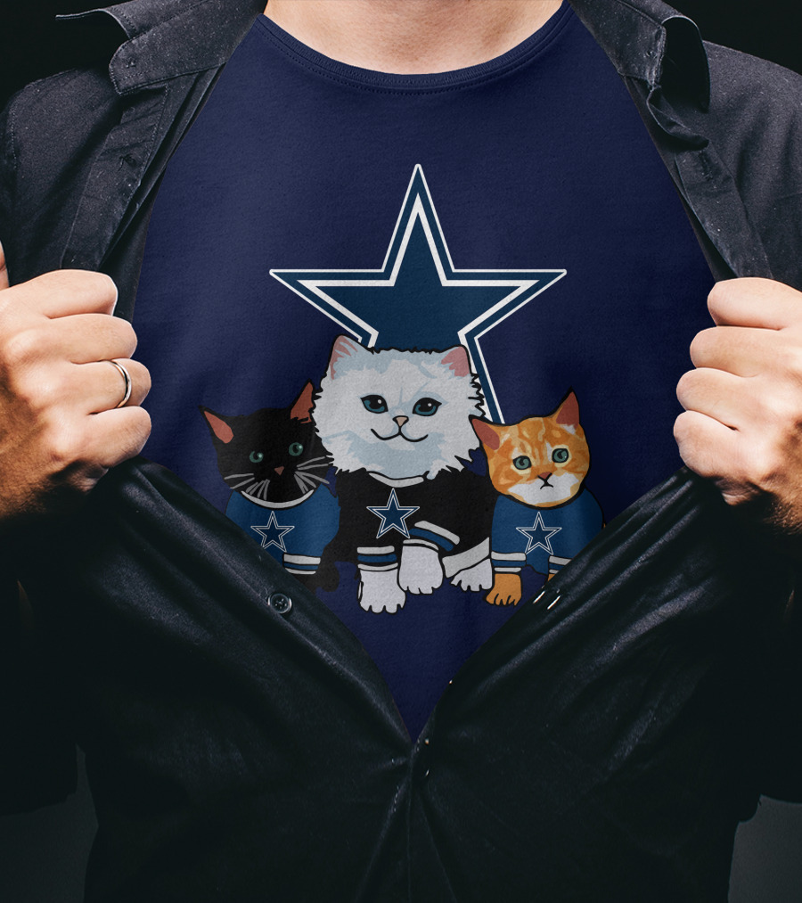 Dallas Cowboys Cute Cats With Star Logo Trio T-Shirt