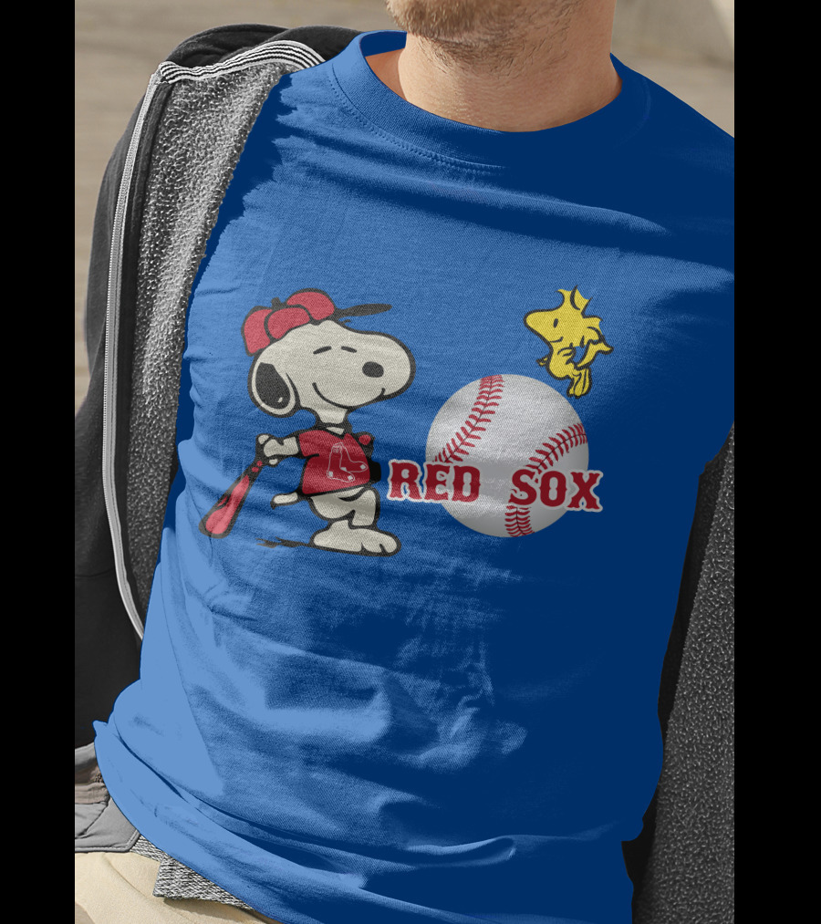 Snoopy Woodstock Boston Red Sox Baseball Peanuts T-Shirt