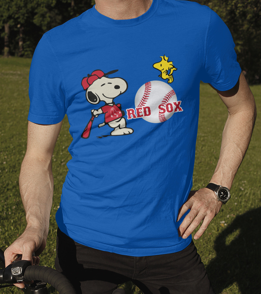 Snoopy Woodstock Boston Red Sox Baseball Peanuts T-Shirt