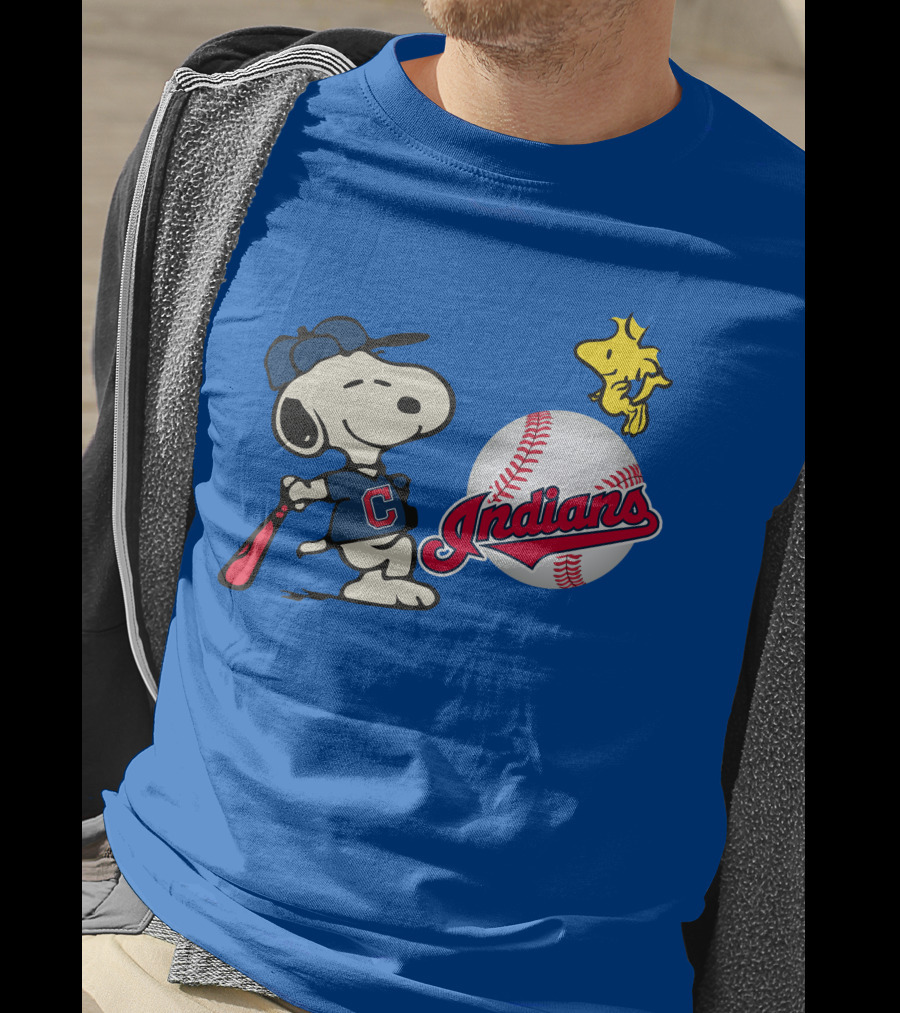 Cleveland Indians Snoopy Woodstock Baseball T-Shirt