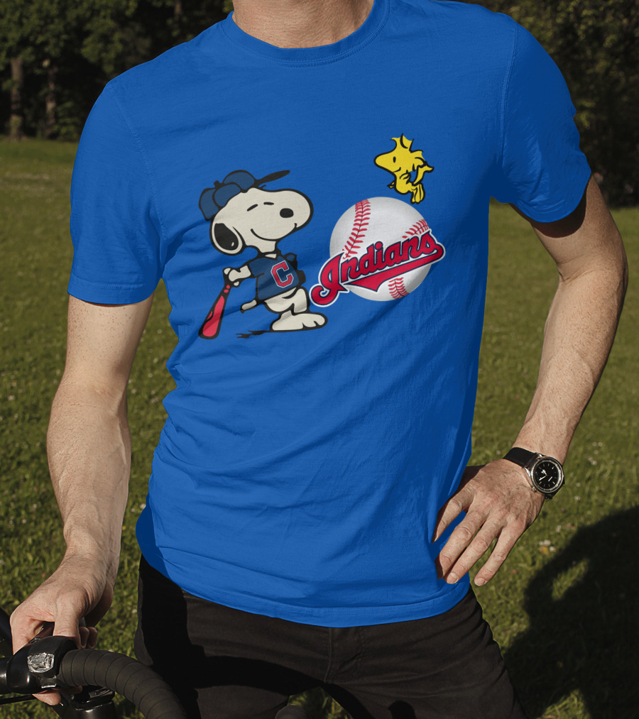 Cleveland Indians Snoopy Woodstock Baseball T-Shirt