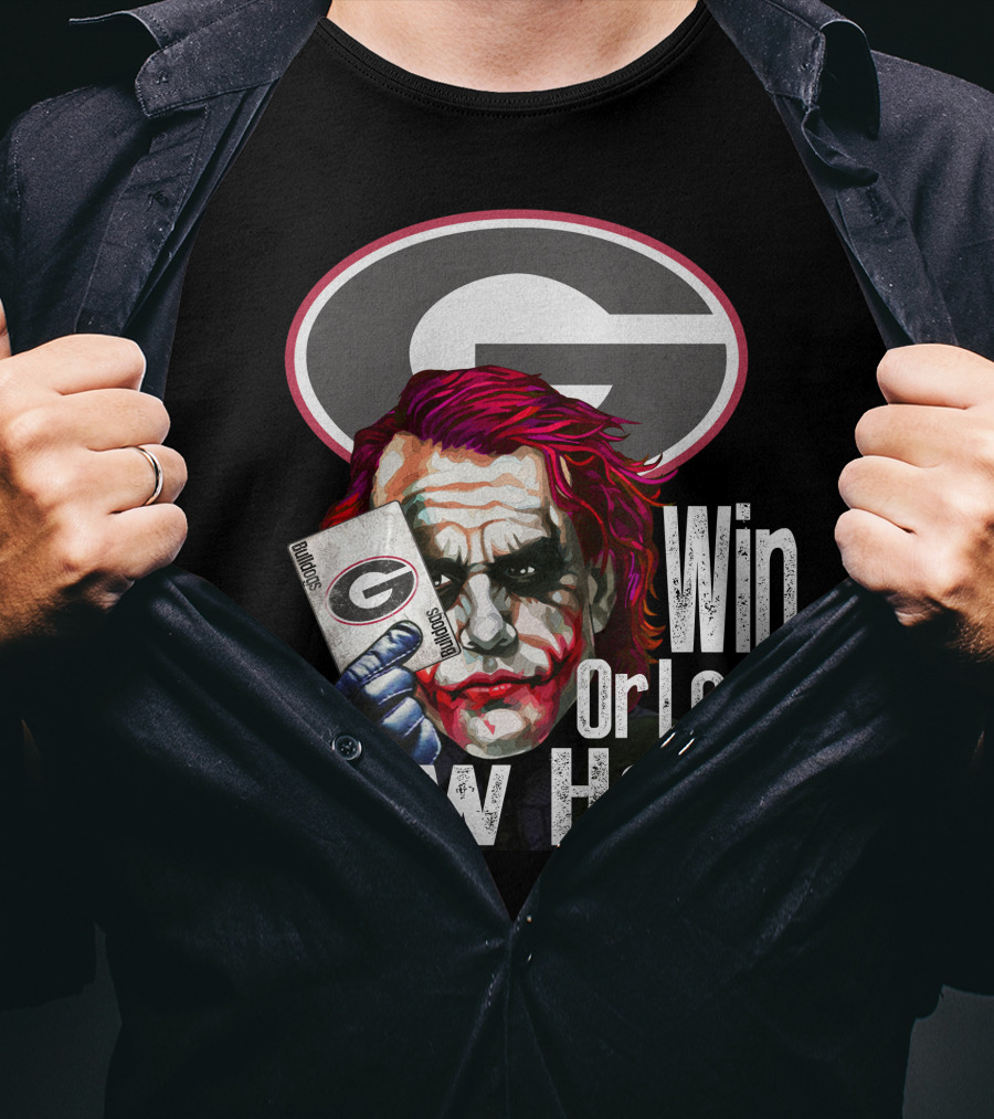 Georgia Bulldogs Win Or Lose Show Hand Joker Card Game T-Shirt