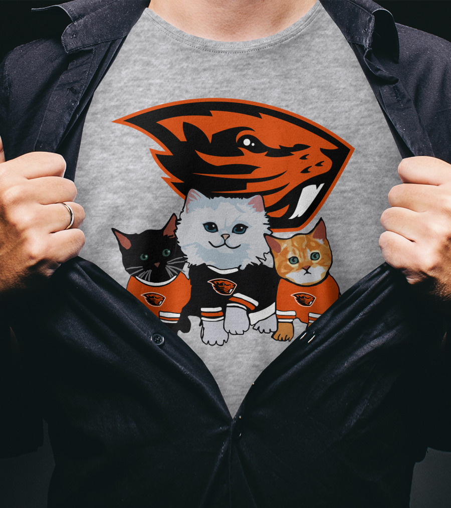 Oregon State Beavers Cats In Team Jerseys T-Shirt
