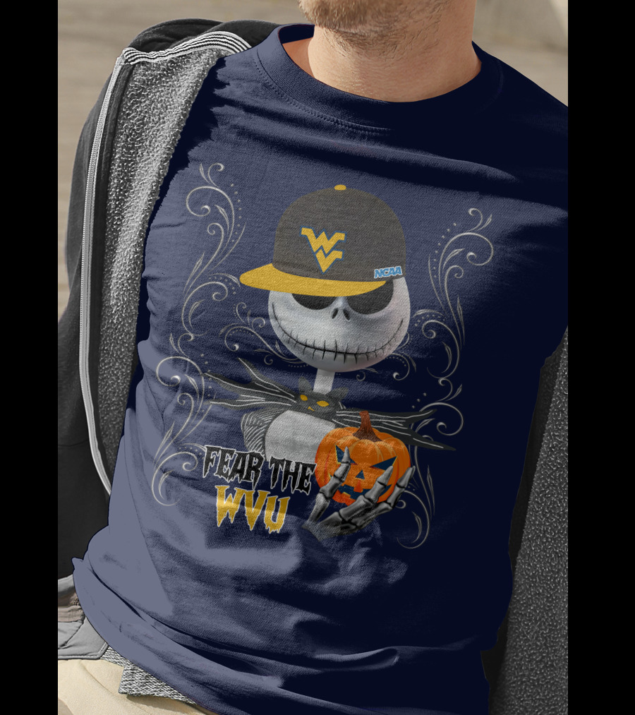 Fear The WVU Mountaineers Halloween Jack Skellington T-Shirt