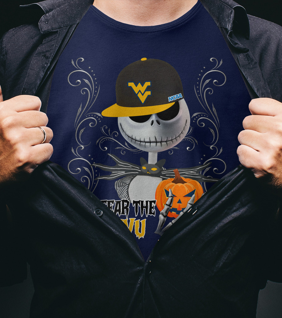 Fear The WVU Mountaineers Halloween Jack Skellington T-Shirt