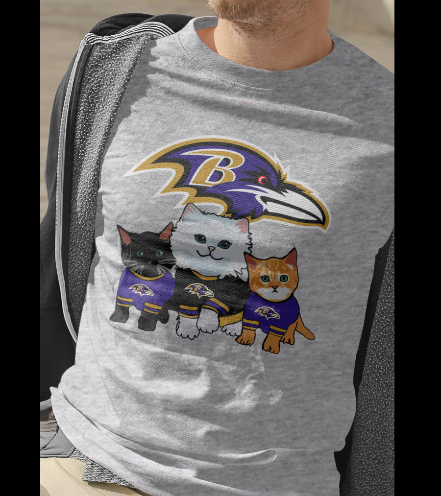Baltimore Ravens Cats In Team Jerseys T-Shirt
