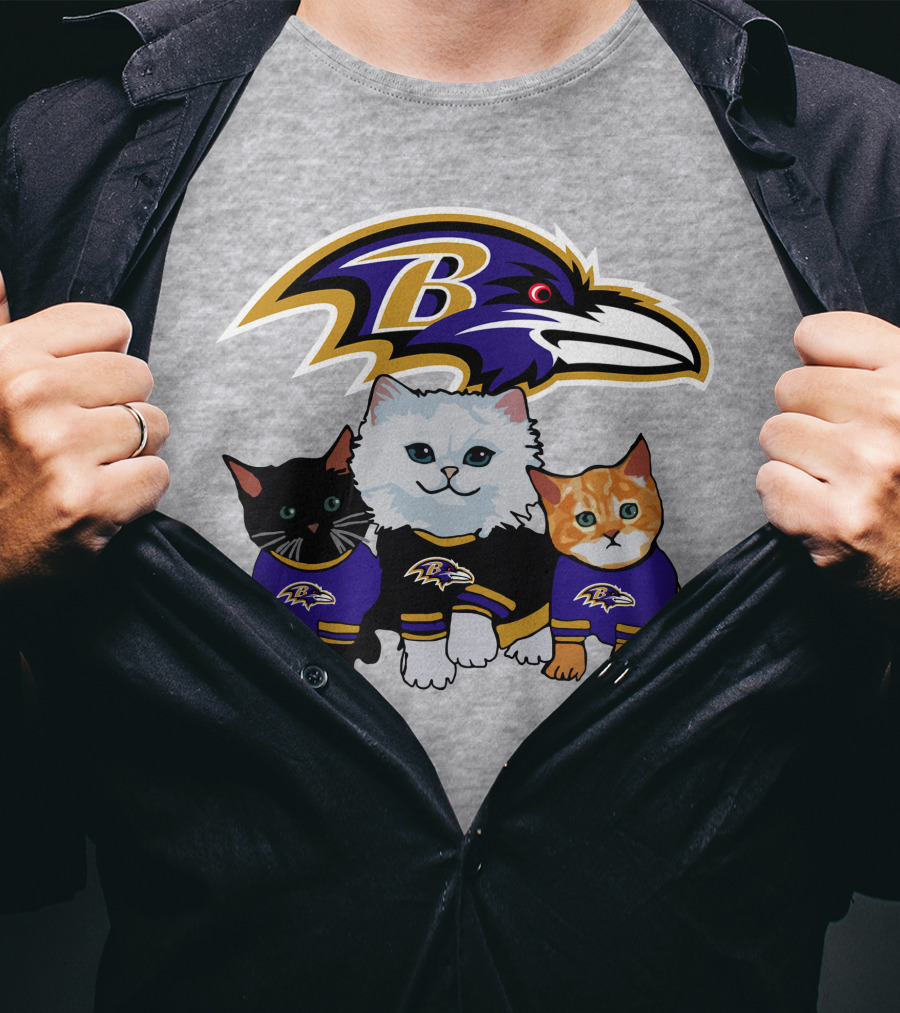 Baltimore Ravens Cats In Team Jerseys T-Shirt