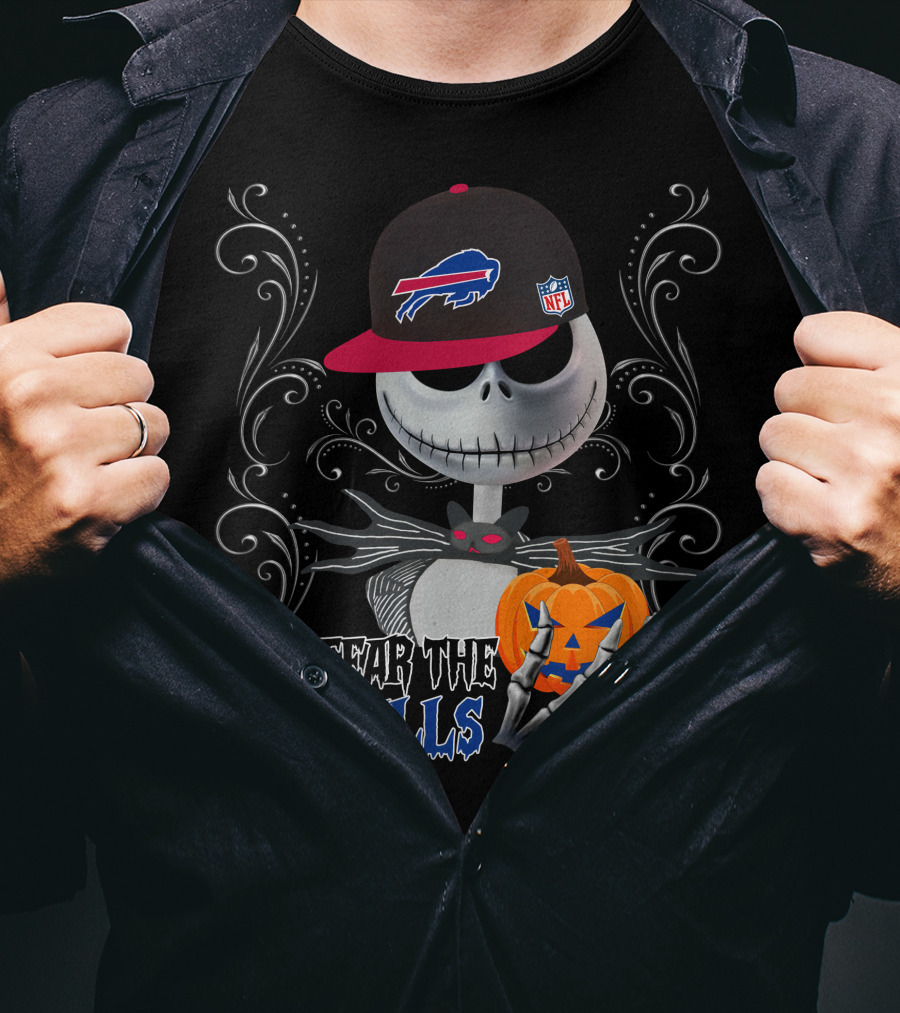 Fear The Bills Buffalo Skull Holding Pumpkin T-Shirt