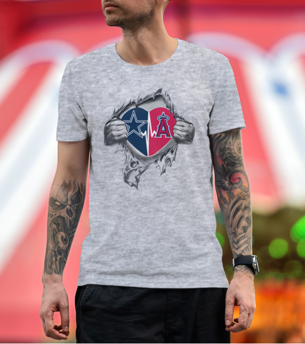 Premium T-Shirt: Cowboys Los Angeles Angels Heartbeat Passion T-Shirt Cowboys Los Angeles Angels Heartbeat Passion T-Shirt