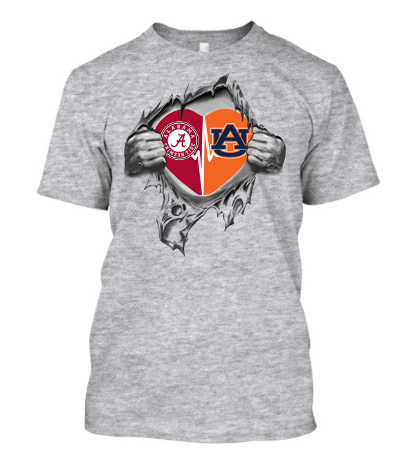 Roll Tide Auburn Alabama Crimson Tide Heart Auburn Tigers T-Shirt