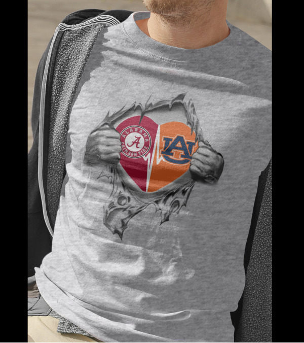Roll Tide Auburn Alabama Crimson Tide Heart Auburn Tigers T-Shirt