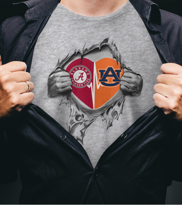Roll Tide Auburn Alabama Crimson Tide Heart Auburn Tigers T-Shirt