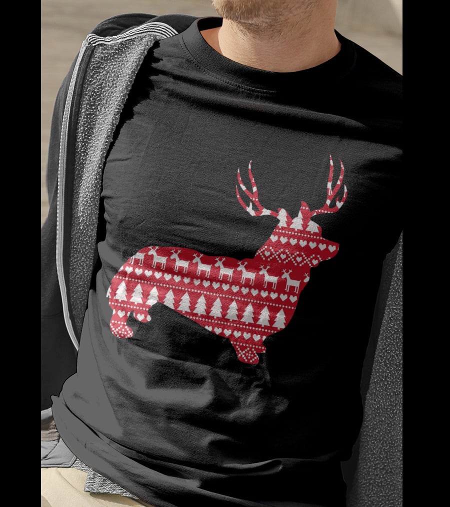 Welsh Corgi Christmas Reindeer T-Shirt