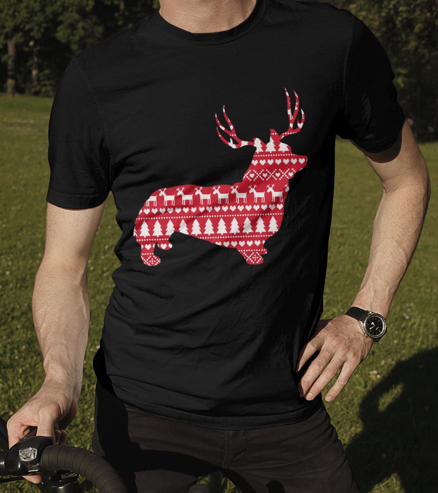 Welsh Corgi Christmas Reindeer T-Shirt