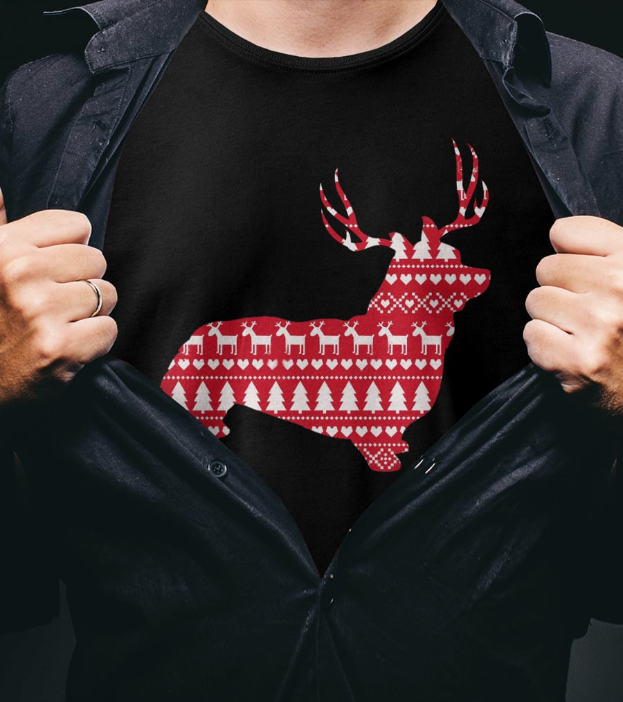 Welsh Corgi Christmas Reindeer T-Shirt