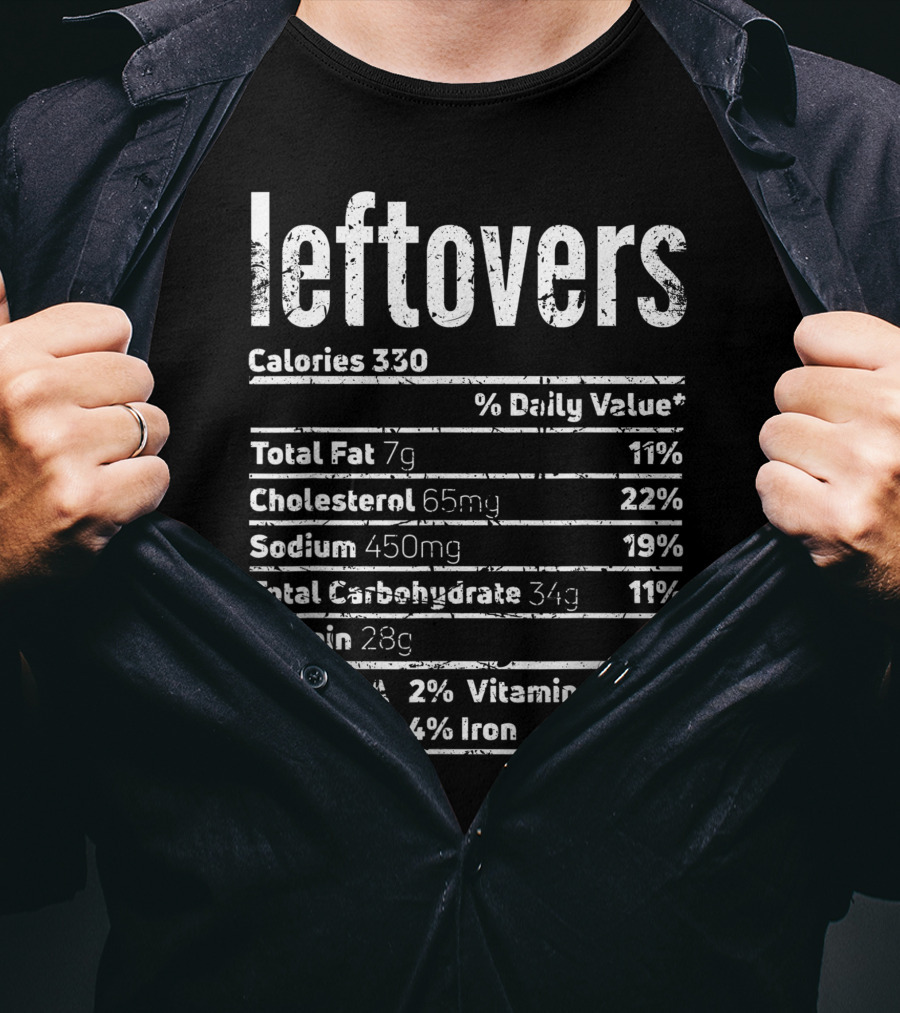 Leftovers Nutrition Facts Calories Protein Vitamin Thanksgiving Food T-Shirt