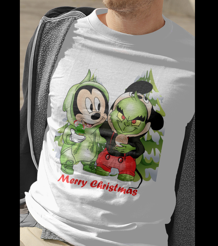 Merry Christmas The Grinch And Mickey T-Shirt