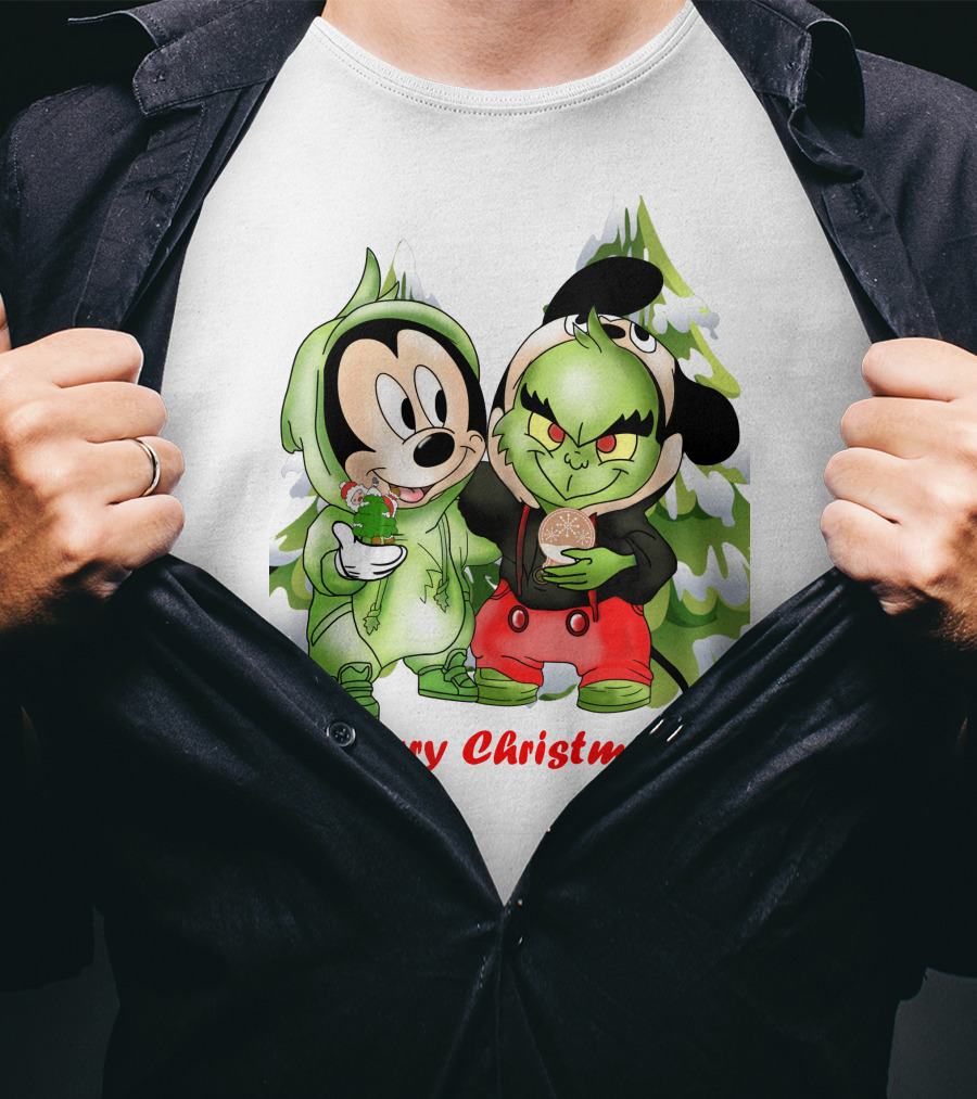 Merry Christmas The Grinch And Mickey T-Shirt
