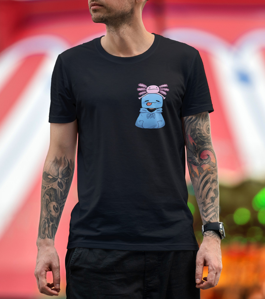 Skeppy Blue Hoodie with Axolotl Hat T-Shirt