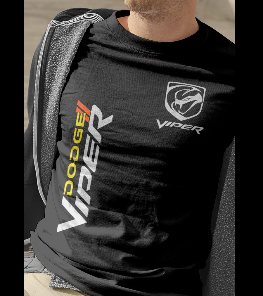 Dodge Viper Vertical Logo And Iconic Snake Emblem T-Shirt