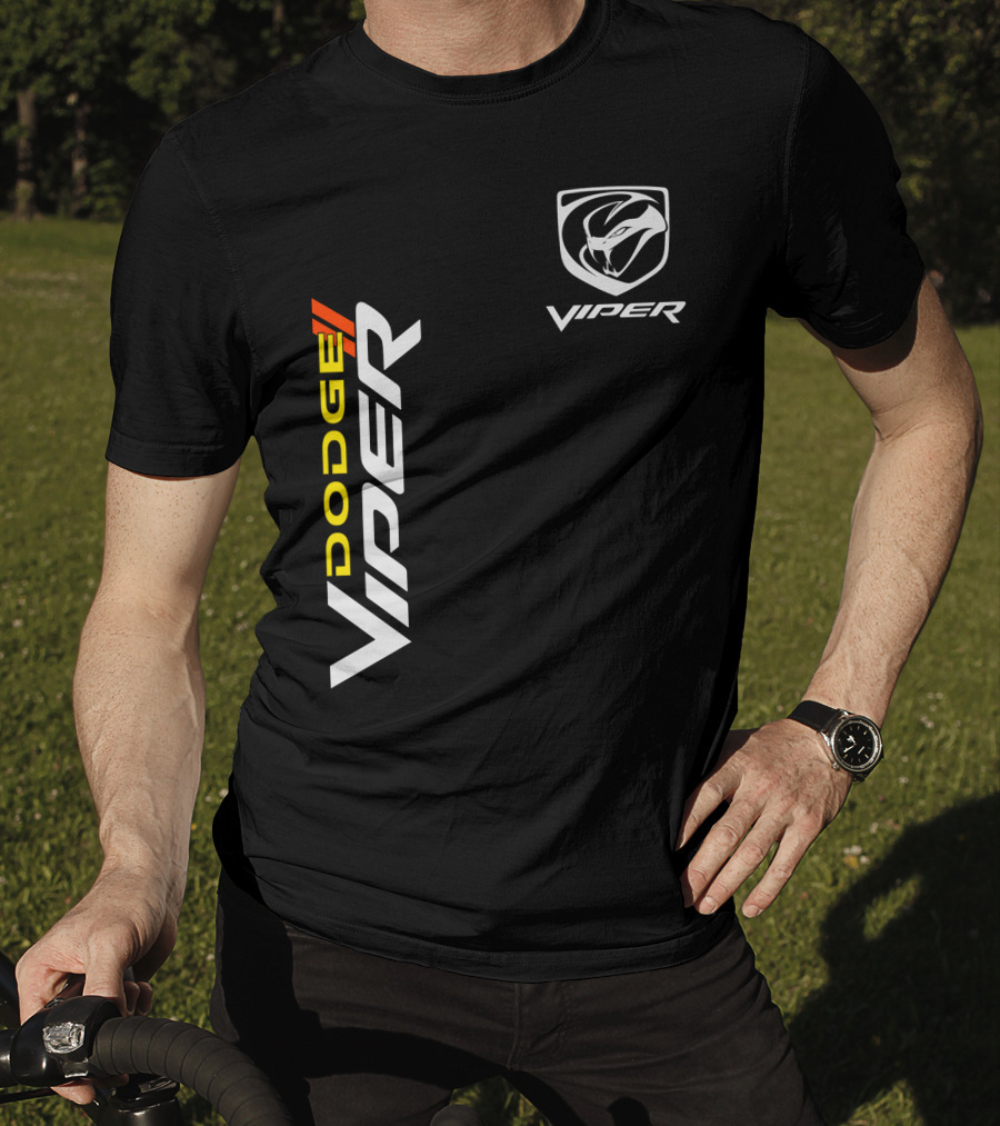 Dodge Viper Vertical Logo And Iconic Snake Emblem T-Shirt