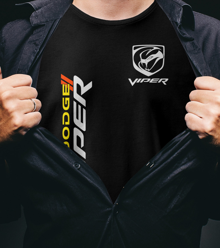 Dodge Viper Vertical Logo And Iconic Snake Emblem T-Shirt