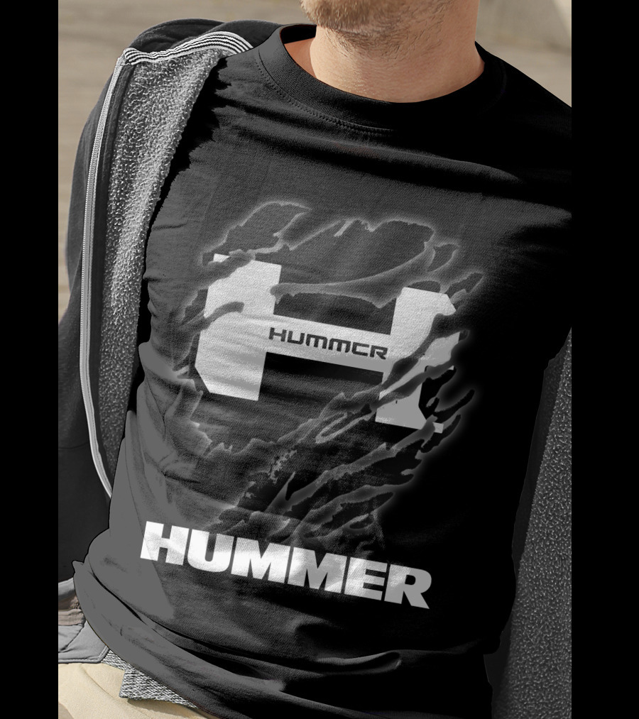 Hummer Logo With Claw Marks Text Overlay T-Shirt