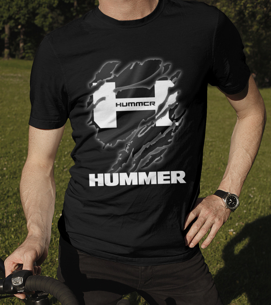 Hummer Logo With Claw Marks Text Overlay T-Shirt