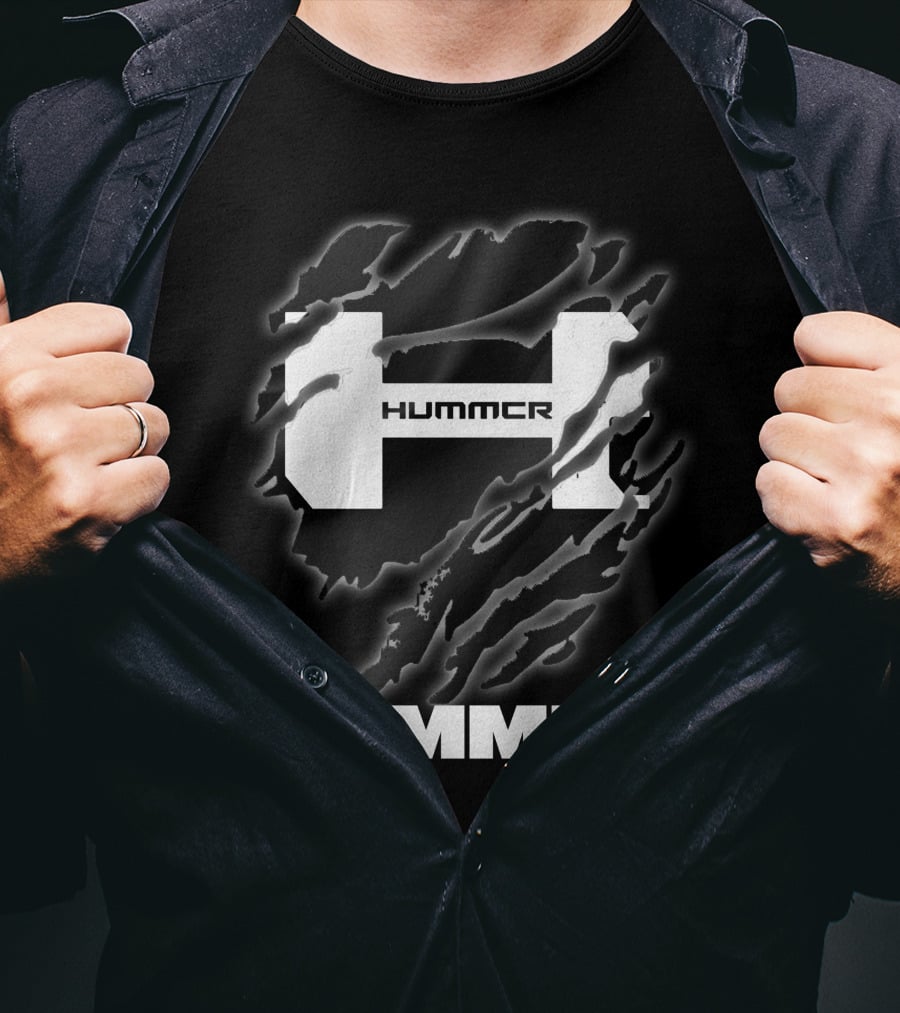 Hummer Logo With Claw Marks Text Overlay T-Shirt