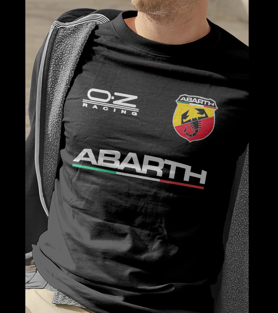 O.Z Racing Abarth Logo Scorpion Emblem With Italian Flag Stripe T-Shirt