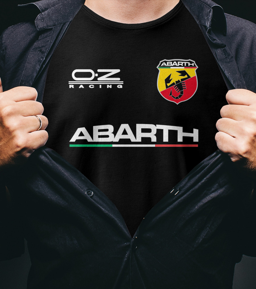 O.Z Racing Abarth Logo Scorpion Emblem With Italian Flag Stripe T-Shirt