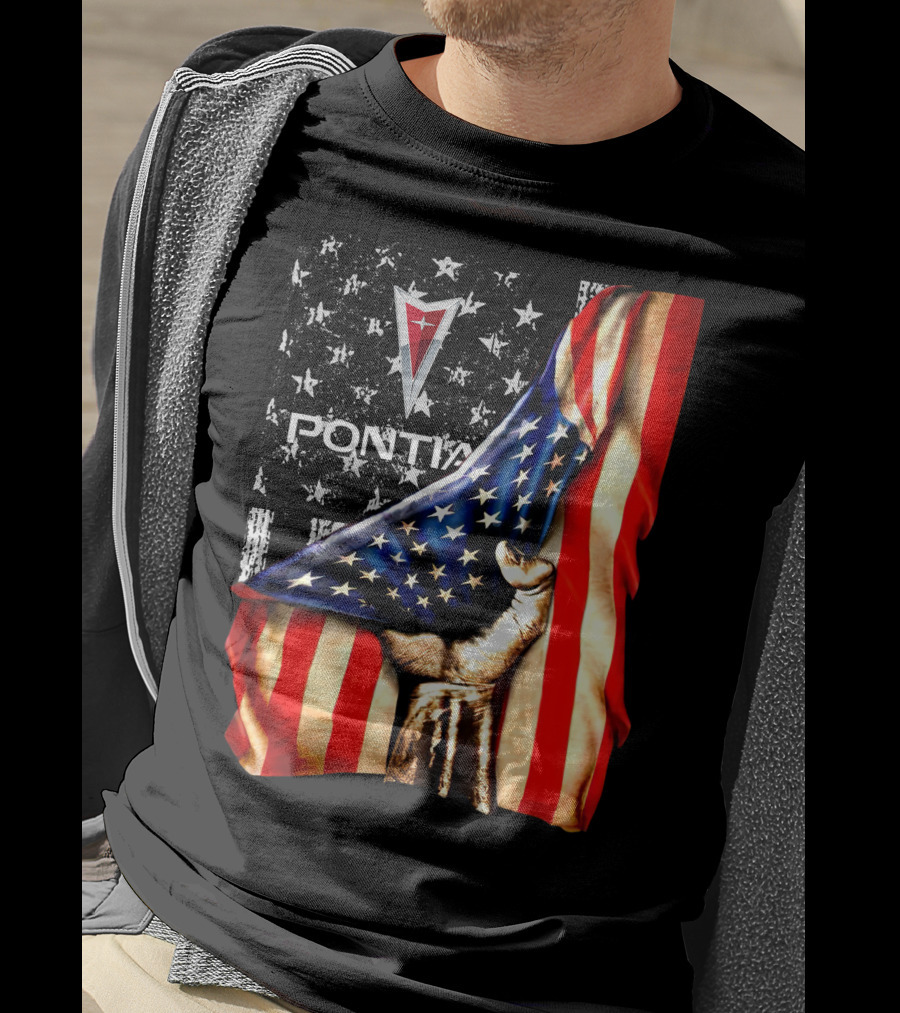 Pontiac Logo With American Flag Stars And Stripes Patriotic T-Shirt