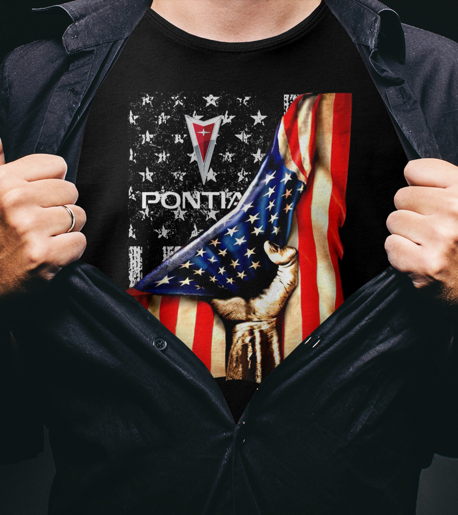 Pontiac Logo With American Flag Stars And Stripes Patriotic T-Shirt