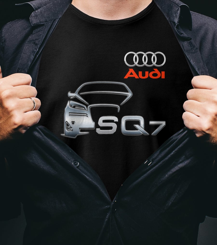 Audi SQ7 Car Outline Emblem With Iconic Four Rings T-Shirt