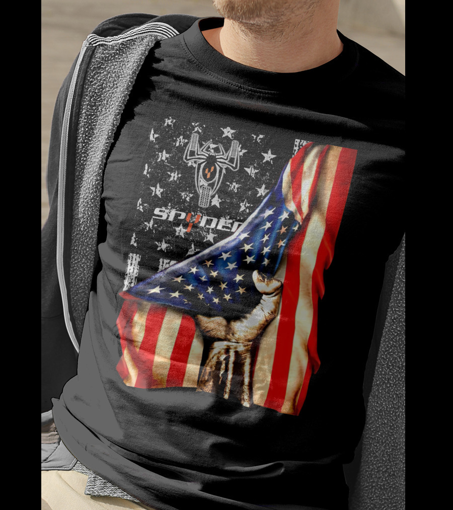 Spyder Spider Logo American Flag Hand Grasping T-Shirt