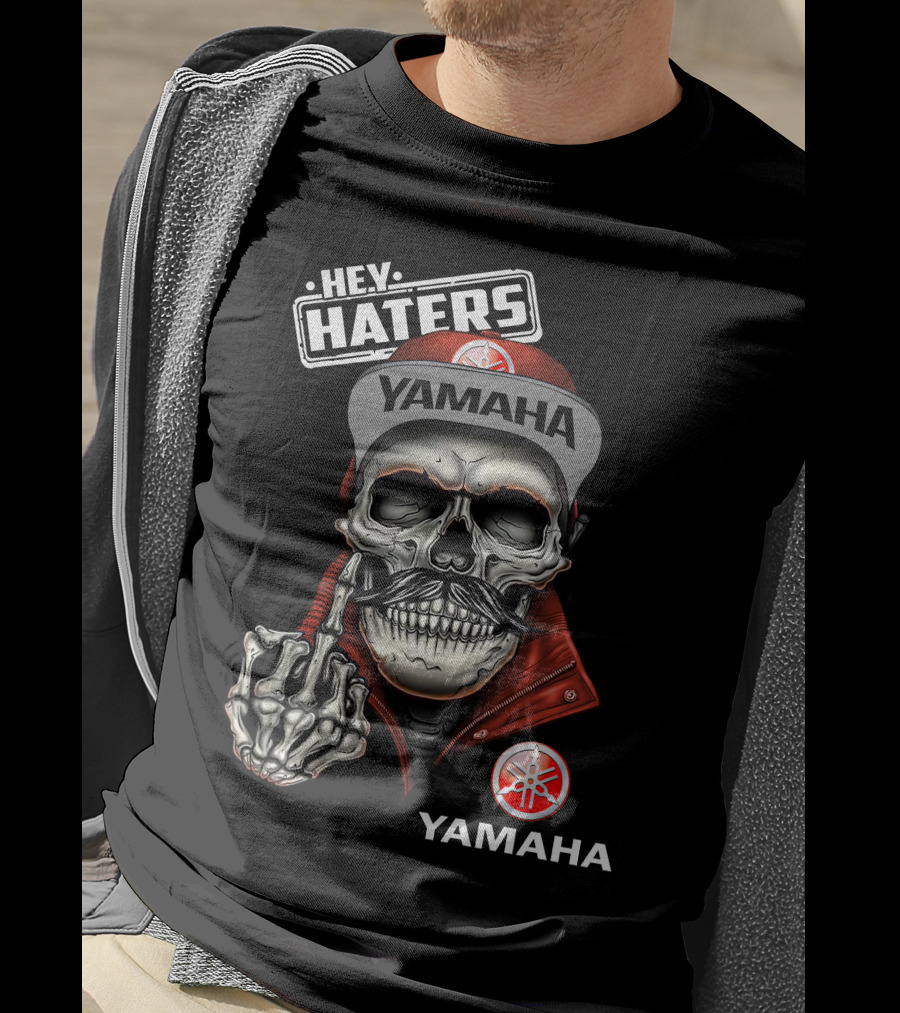YAMAHA Hey Haters Skeleton Skull With Red Jacket And Cap T-Shirt