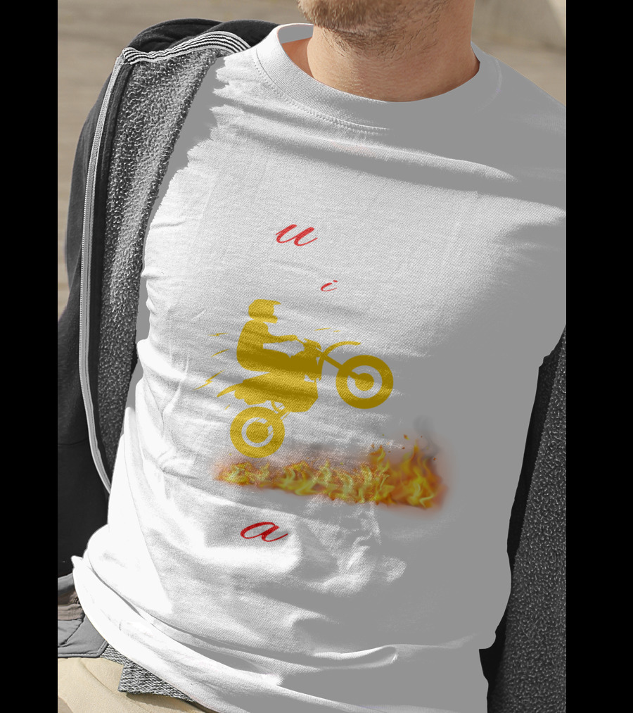 Burning With Passion Motorcycle Wheelie Flames T-Shirt