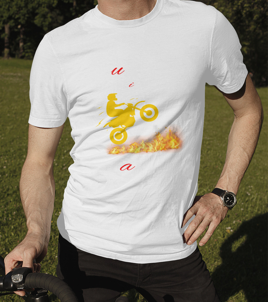 Burning With Passion Motorcycle Wheelie Flames T-Shirt