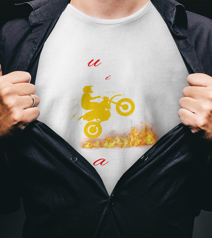 Burning With Passion Motorcycle Wheelie Flames T-Shirt